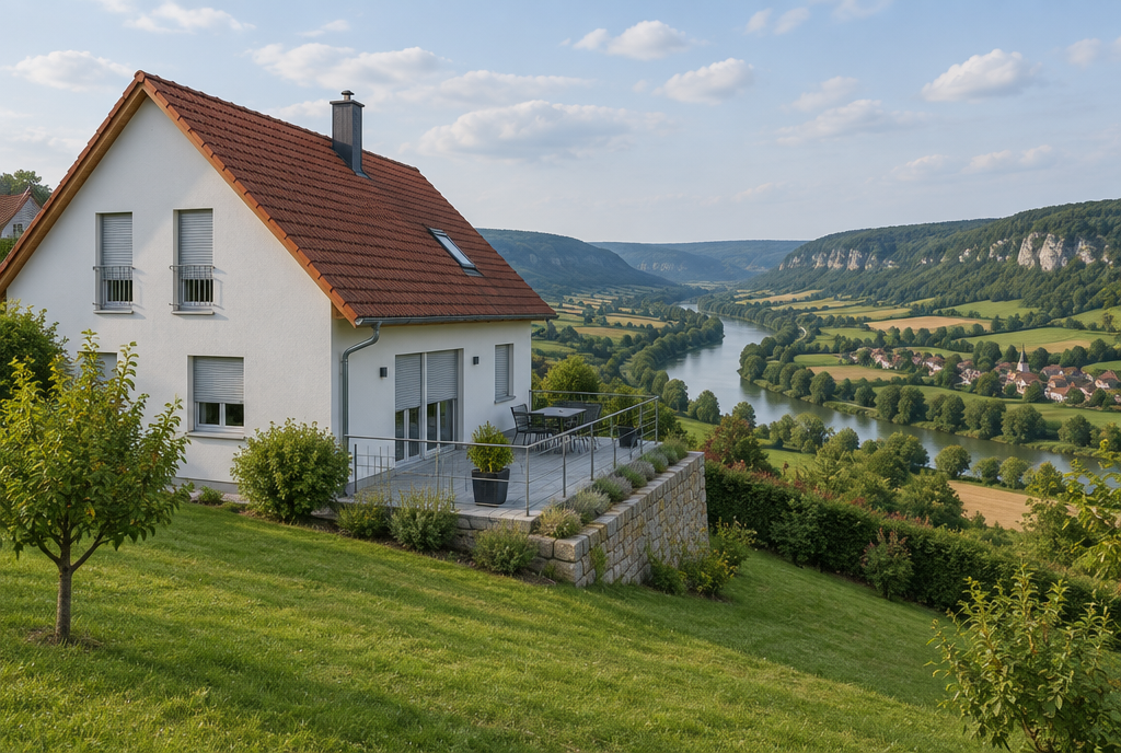 Einfamilienhaus in Hanglage mit Blick ins Tal