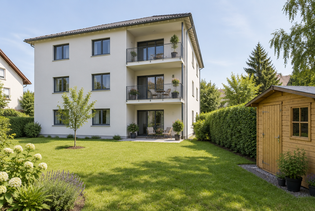 Mehrfamilienhaus mit Garten und Gartenhaus